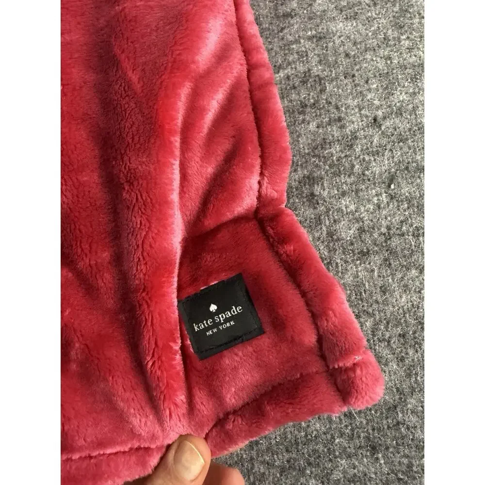 Kate Spade Plush Throw Blanket Festive Pink 60 x 70” Valentine Pink Soft N325